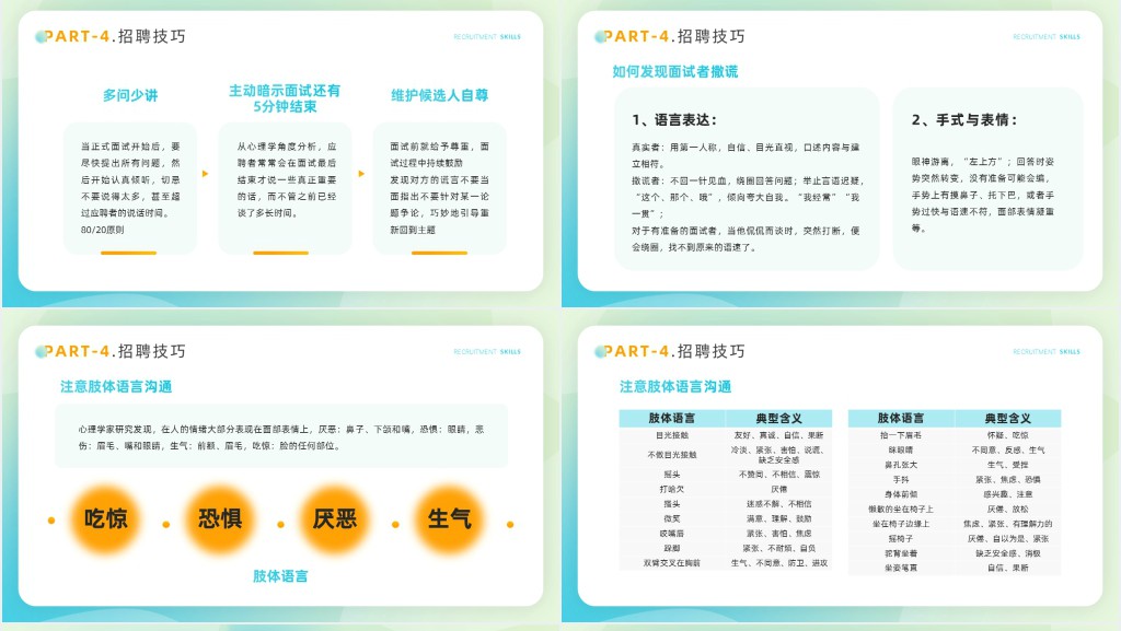 渐变卡通招聘技巧知识培训PPT模板