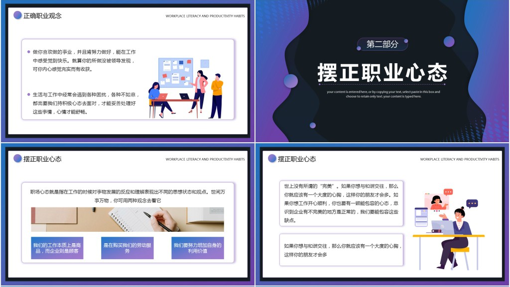 紫色渐变风职场素养和高效能习惯培训PPT模板