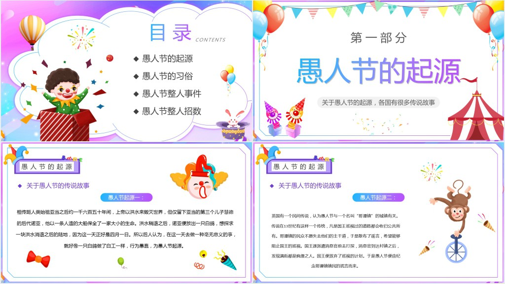 愚人节的起源来历PPT模板 愚人节的起源来历PPT模板