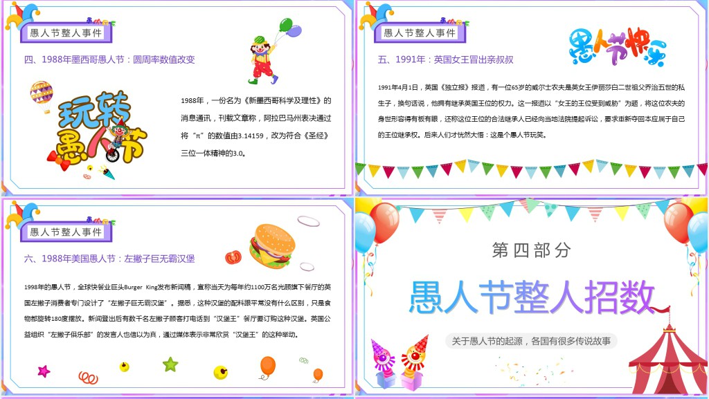 愚人节的起源来历PPT模板 愚人节的起源来历PPT模板