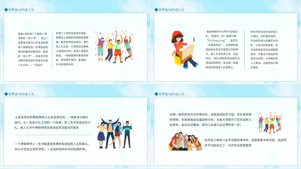 世界各国的成人礼介绍PPT模板 世界各国的成人礼介绍PPT模板