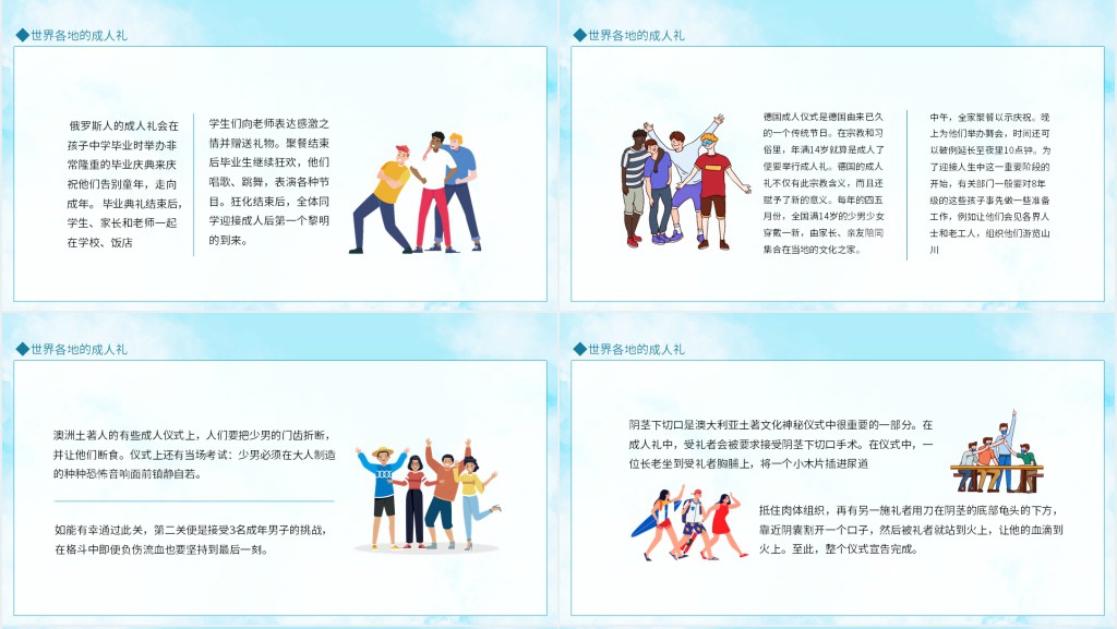 世界各国的成人礼介绍PPT模板 世界各国的成人礼介绍PPT模板