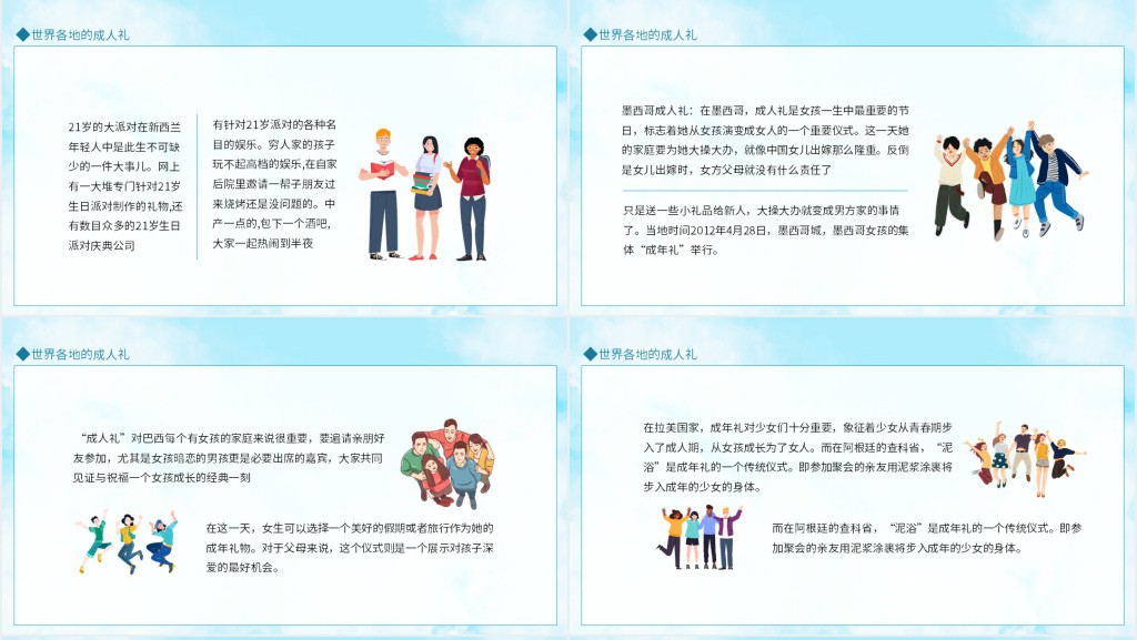 世界各国的成人礼介绍PPT模板 世界各国的成人礼介绍PPT模板