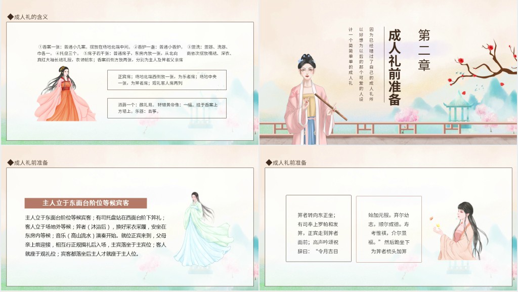 汉服女子成人礼PPT模板 汉服女子成人礼PPT模板