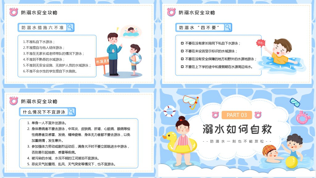 防中小学溺水安全教育PPT模板