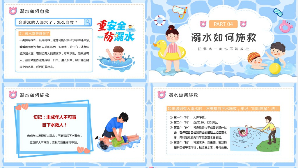 防中小学溺水安全教育PPT模板