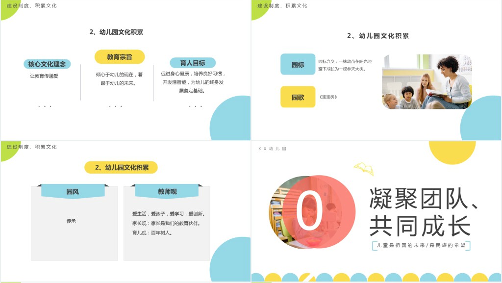 蓝色简约风幼儿园园长述职汇报PPT模板