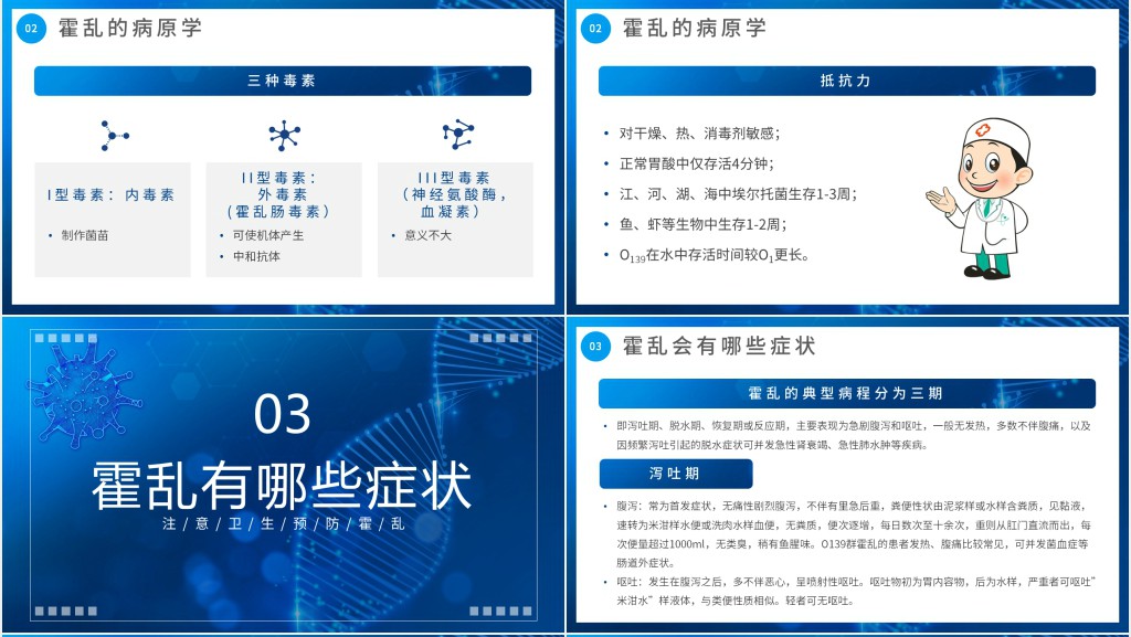蓝色简约风预防霍乱传染病知识PPT模板