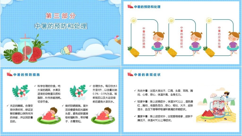 夏季防温降暑知识PPT模板 夏季防温降暑知识PPT模板