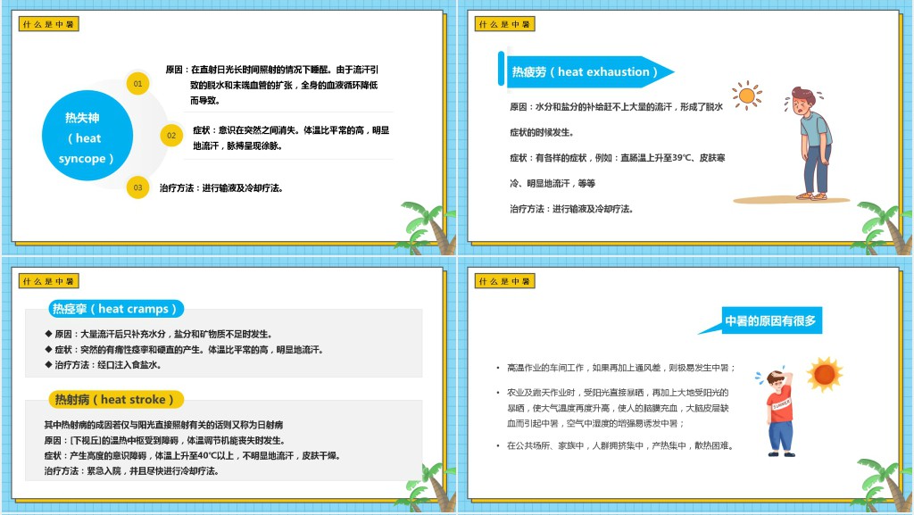中暑预防与急救知识PPT模板 中暑预防与急救知识PPT模板