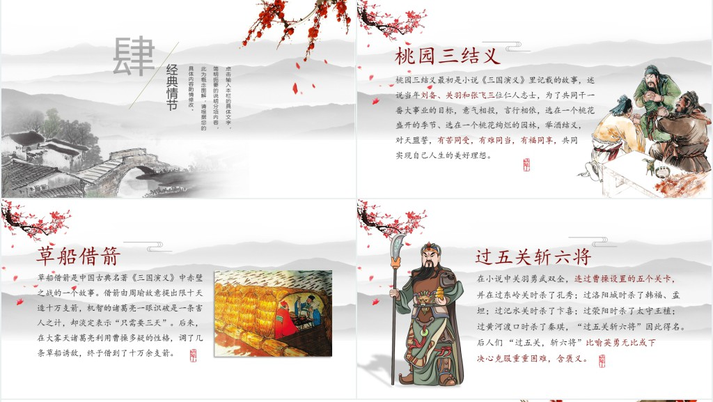 古风中国风四大名著之一三国演义经典文学名著PPT模板