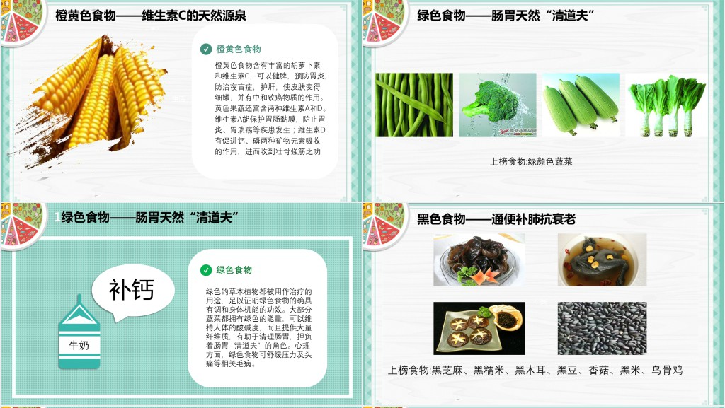 绿色简约清新健康生活饮食常识PPT模板
