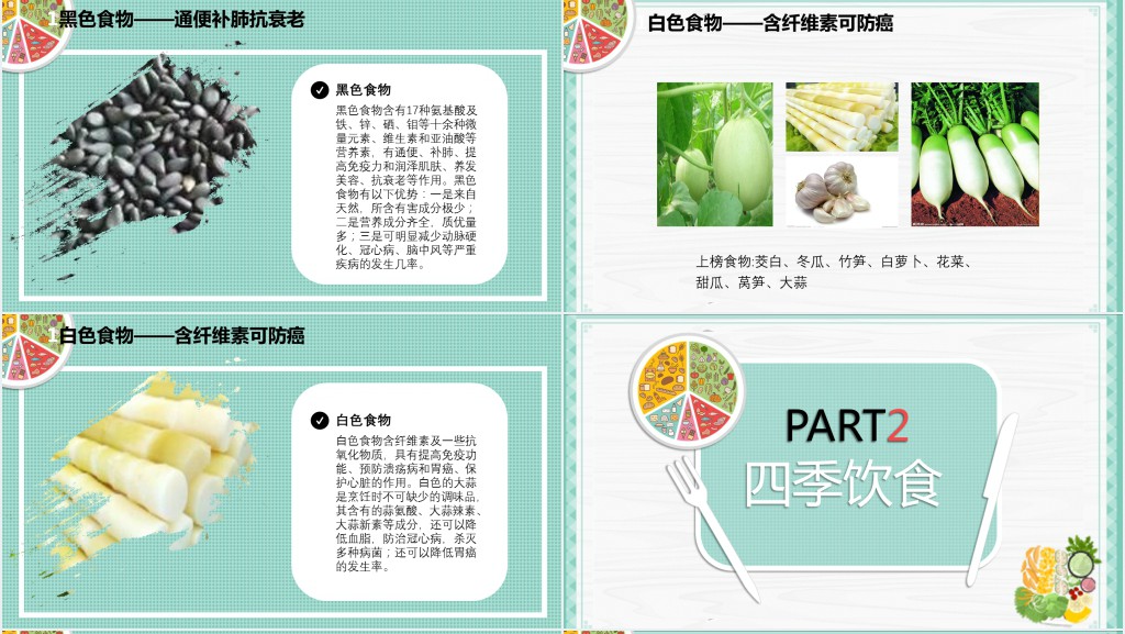 绿色简约清新健康生活饮食常识PPT模板
