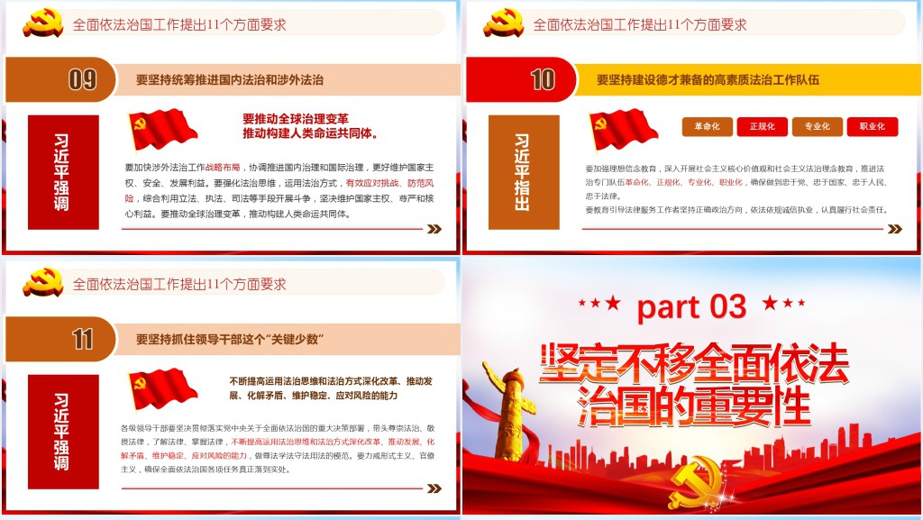 全面依法治国习近平对全面依法知国工作提出的十一个方面要求PPT党课 全面依法治国习近平对全面依法知国工作提出的十一个方面要求PPT党课