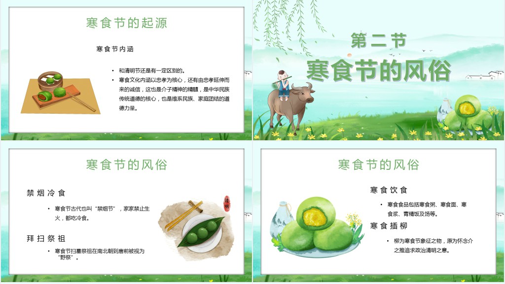 寒食节的起源和文化风俗PPT模板 寒食节的起源和文化风俗PPT模板