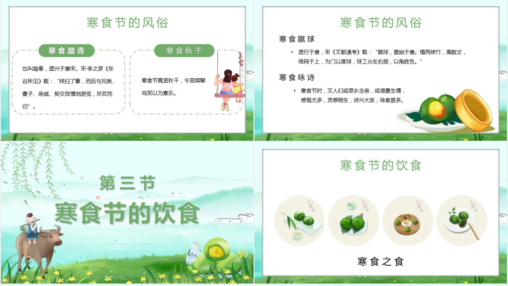 寒食节的起源和文化风俗PPT模板 寒食节的起源和文化风俗PPT模板