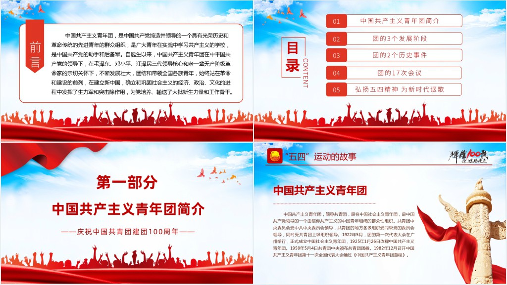 庆建团百年学团史知识PPT党课