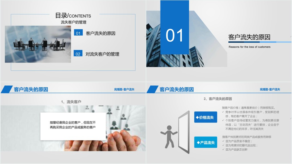 简约客户管理之客户流失PPT模板
