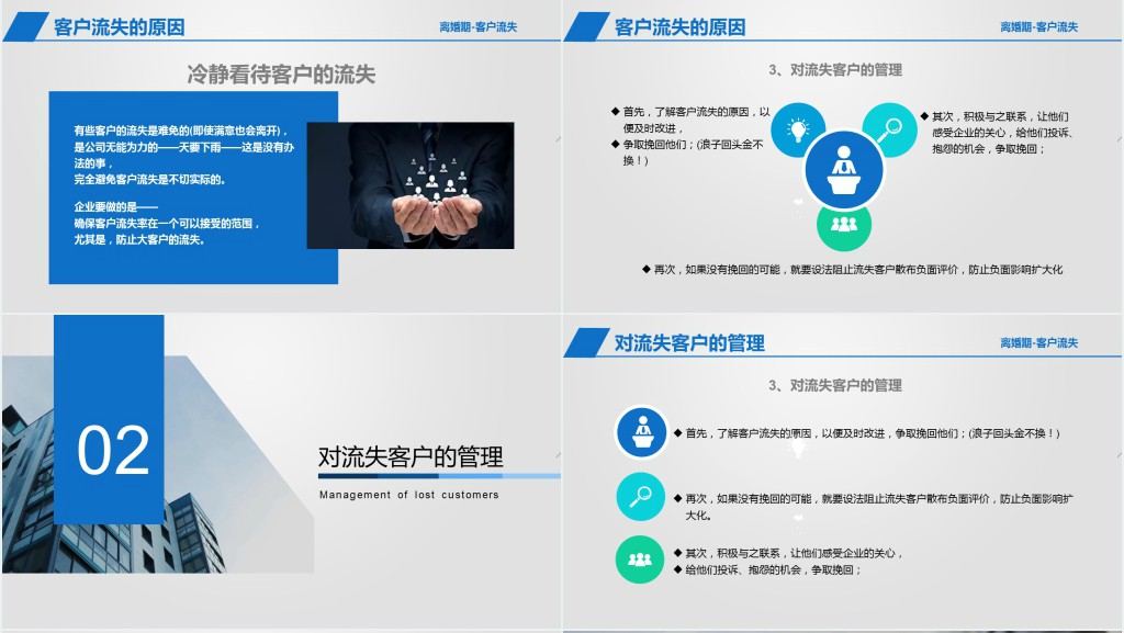 简约客户管理之客户流失PPT模板