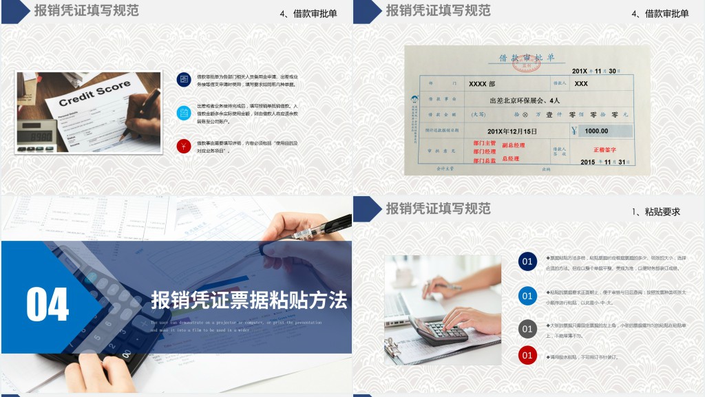 原创蓝色企业财务部报销流程培训课件PPT