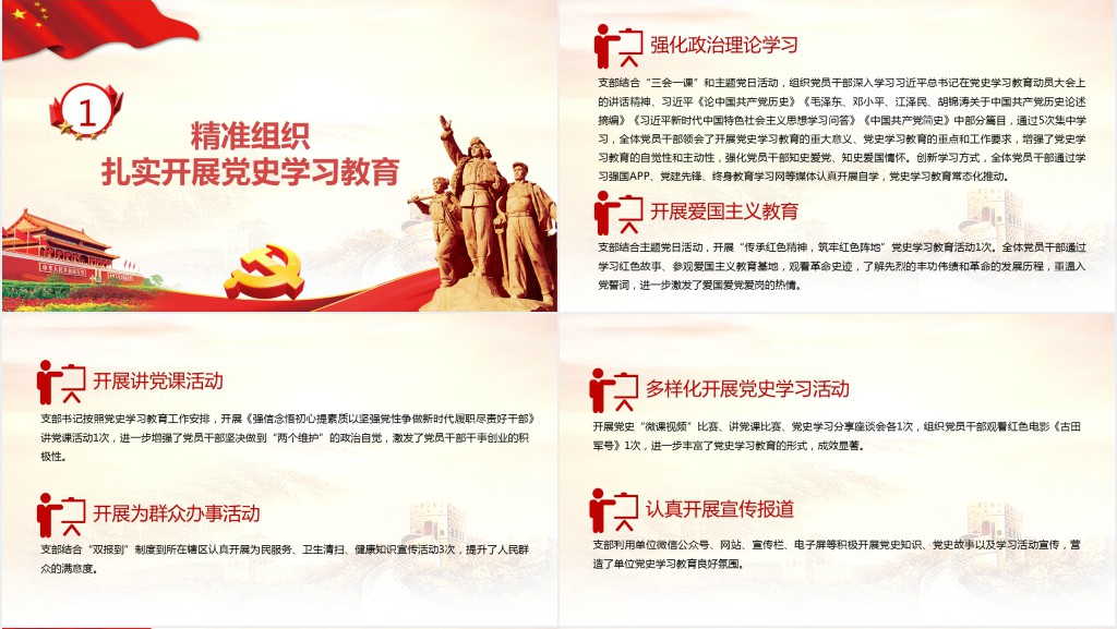 党史学习教育工作推进情况总结报告PPT模板 党史学习教育工作推进情况总结报告PPT模板