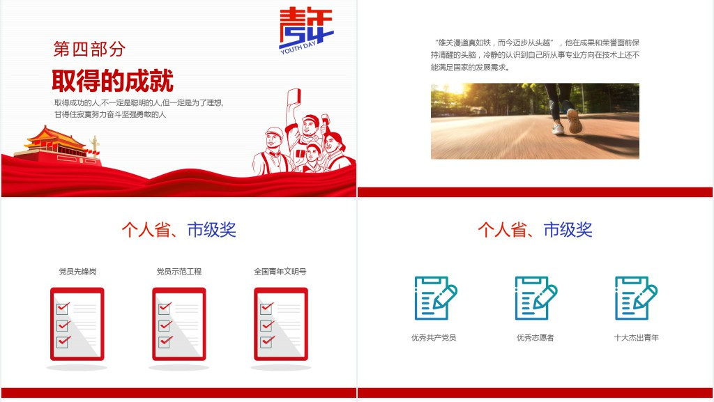 五四青年奖章事迹汇报PPT模板