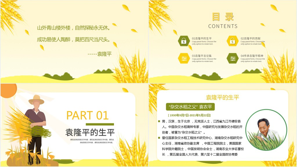 济天下精神永传传承杂交水稻之父—袁隆平PPT课件