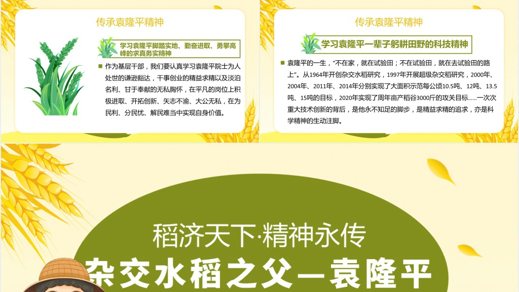 济天下精神永传传承杂交水稻之父—袁隆平PPT课件