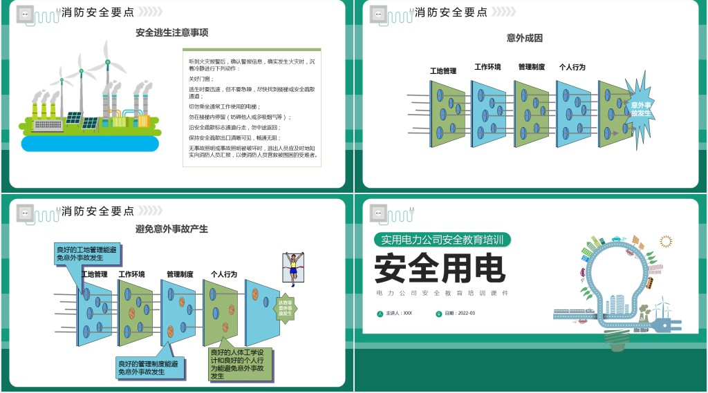 大气简约实用风电力公司安全教育培训PPT模板