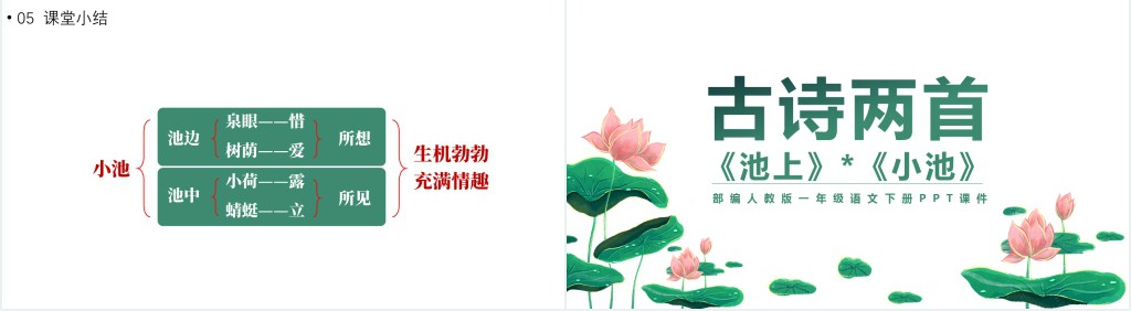 部编人教版小学一年级语文下册古诗二首池上小池课文PPT课件 部编人教版小学一年级语文下册古诗二首池上小池课文PPT课件
