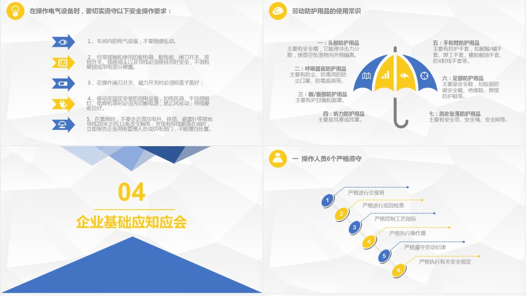 黄蓝商务扁平简约安全管理培训通用PPT模板