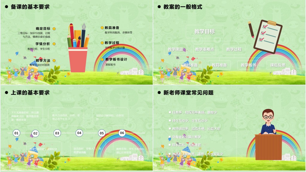 小清新绿色新教师入职培训PPT模版