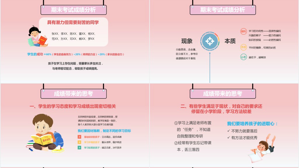 卡通简约教师中小学生家长会通用小清新PPT模板
