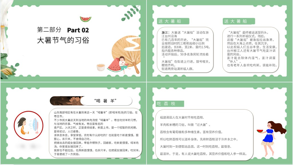 二十四节气之大暑科普知识PPT模板 二十四节气之大暑科普知识PPT模板