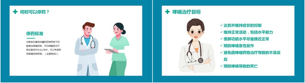 儿童哮喘知识讲解PPT清新医疗风医学知识讲解通用课件PPT模板