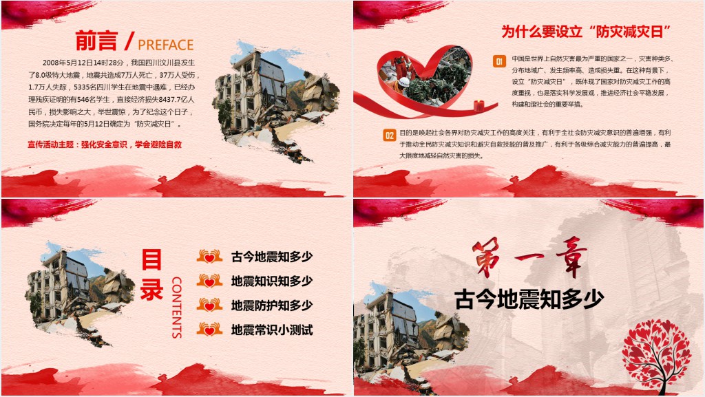 强化安全意识、学会避险自救防灾减灾日PPT模板 强化安全意识、学会避险自救防灾减灾日PPT模板