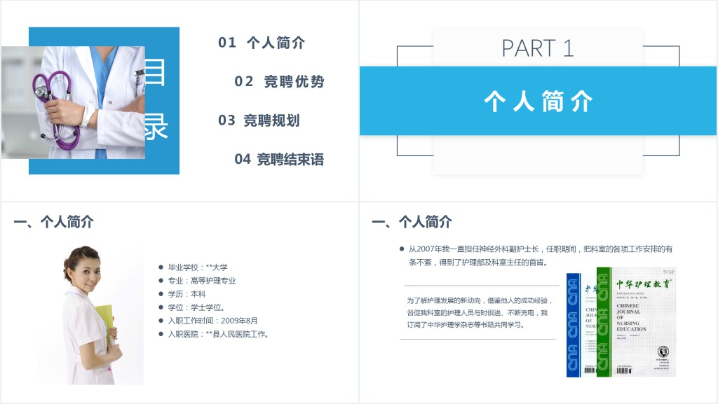 护理专业神经外科护士长竞聘报告PPT模板 护理专业神经外科护士长竞聘报告PPT模板