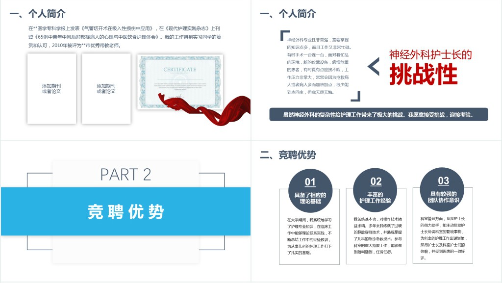 护理专业神经外科护士长竞聘报告PPT模板 护理专业神经外科护士长竞聘报告PPT模板