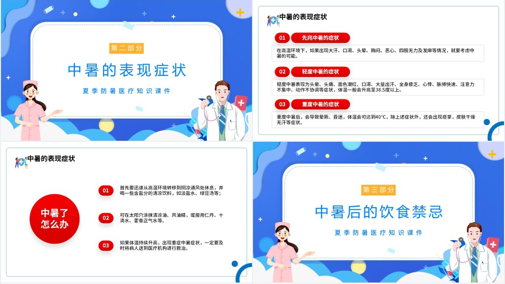 简约风夏季防暑医疗知识培训PPT课件