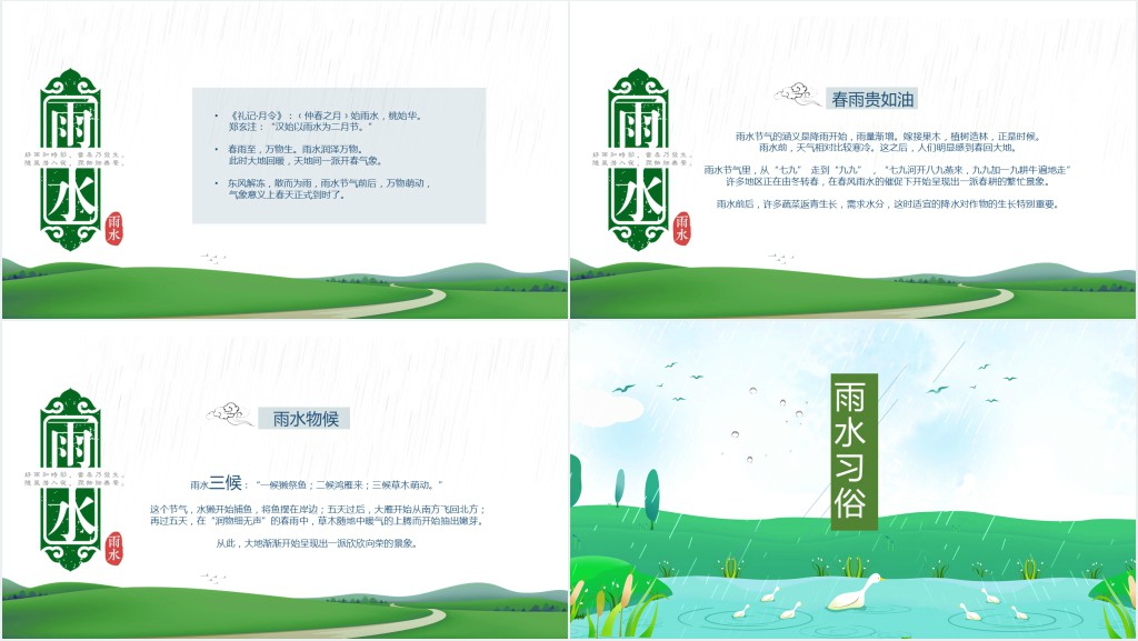 小清新介绍雨水的简介PPT模板 小清新介绍雨水的简介PPT模板