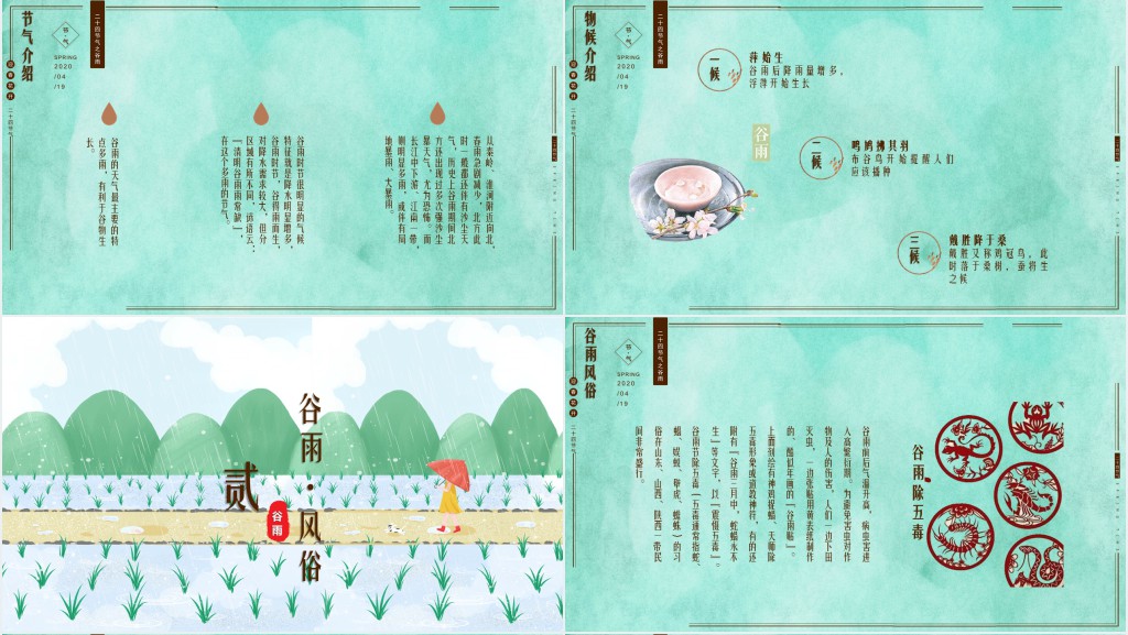 谷雨的由来和谷雨物特点PPT模板 谷雨的由来和谷雨物特点PPT模板