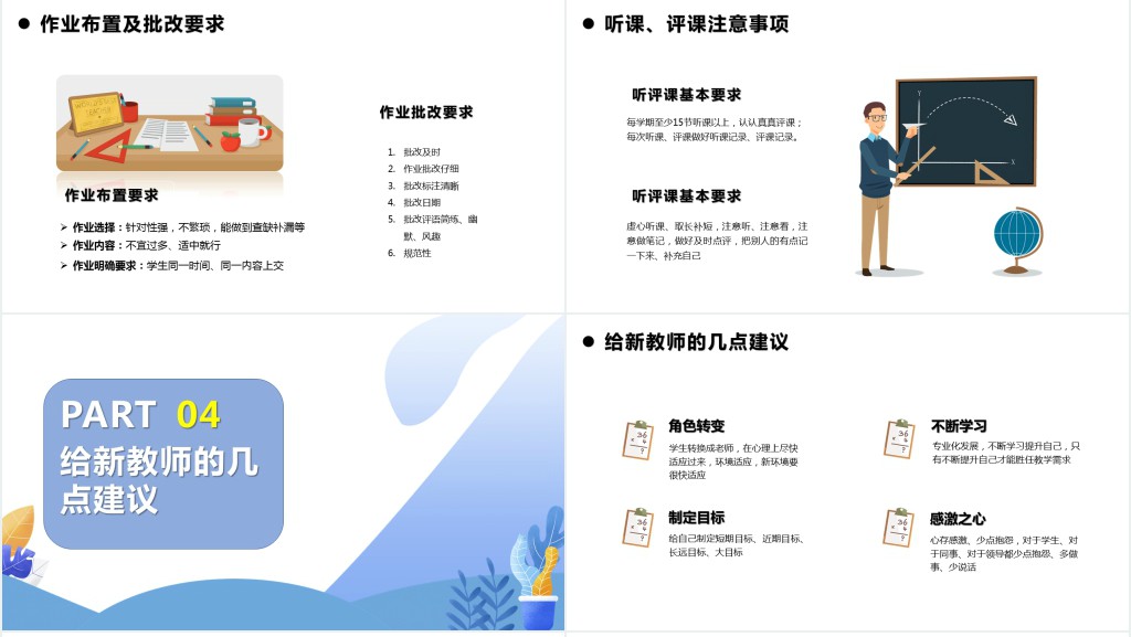 蓝色简约新教师入职培训