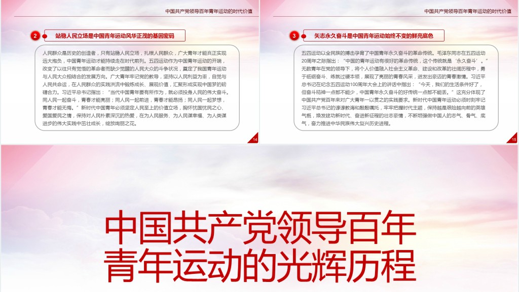 中国共产党领导百年青年运动的光辉历程PPT党课 中国共产党领导百年青年运动的光辉历程PPT党课