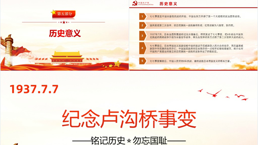 纪念卢沟桥事变铭记历史专题PPT党课 纪念卢沟桥事变铭记历史专题PPT党课