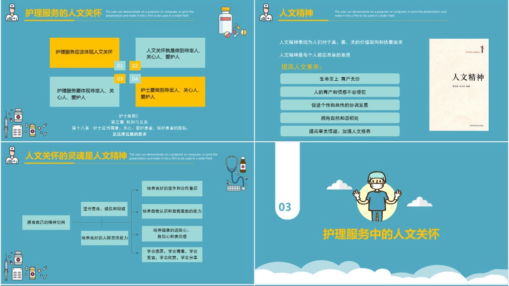 护理人文关怀的主要内容PPT模板 护理人文关怀的主要内容PPT模板