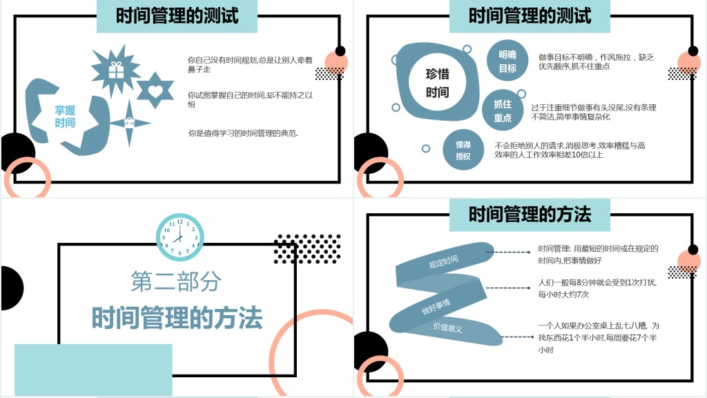 四象限方法PPT扁平风时间管理课件模板