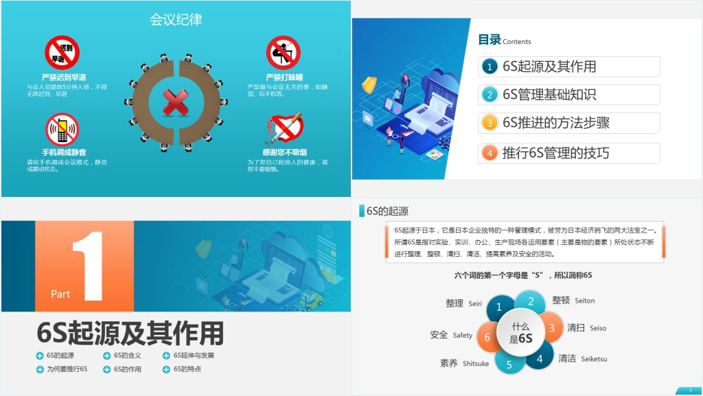 原创公司企业办公室工厂车间员工6S管理培训PPT