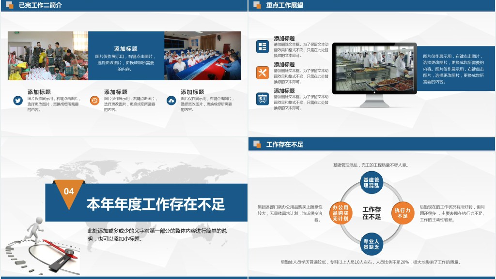 后勤管理工作计划PPT大气商务风企业后勤部工作总结及下半年工作计划述职报告模板