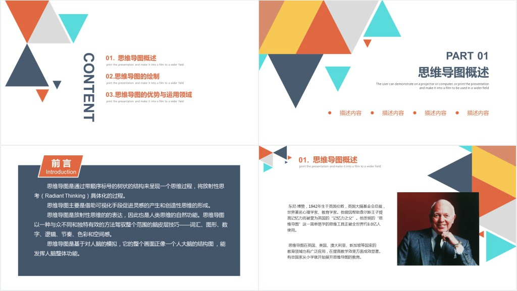 思维导图培训PPT模板思维导图学习头脑风暴大脑模板