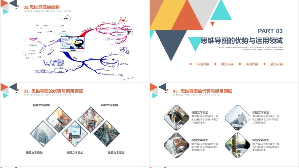 思维导图培训PPT模板思维导图学习头脑风暴大脑模板